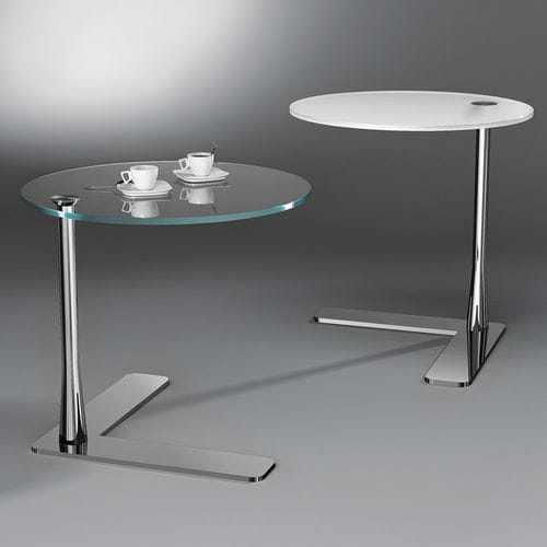Tavolo d'appoggio contemporaneo - FADO - Dreieck GmbH - in vetro / in acciaio / circolare
