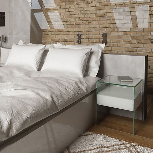Comodino contemporaneo - PURE - Dreieck GmbH - in vetro / in rovere / in noce