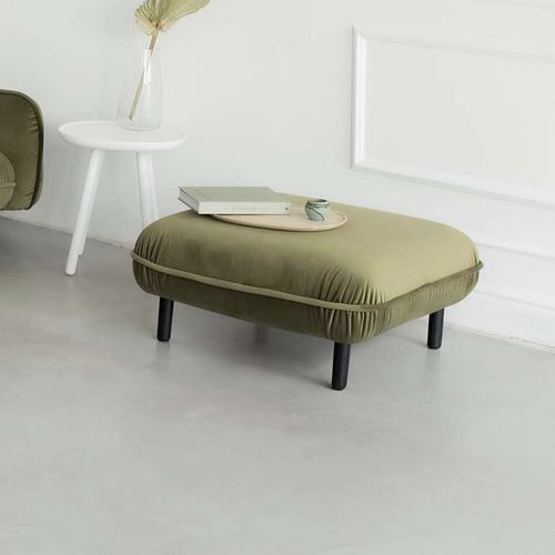 Pouf contemporaneo - Bean  - EMKO - in tessuto / in legno / quadrato