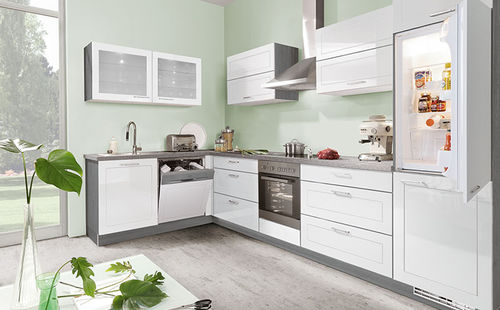 Cucina contemporanea - ROYAL - Express Küchen GmbH & Co. KG - impiallacciata in legno / in legno laccato / con isola