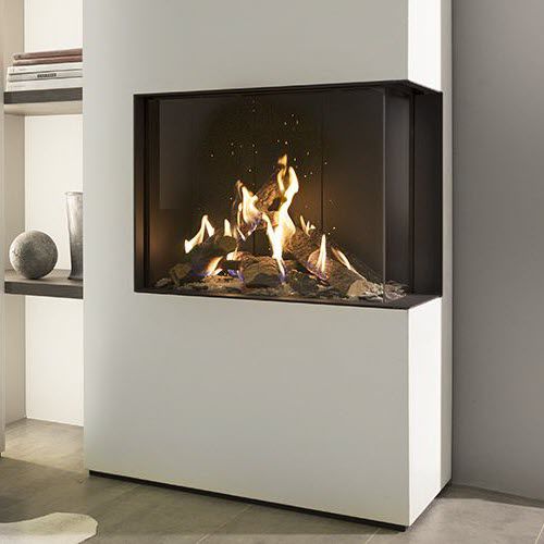 Camino a gas naturale - KALFIRE GP65/55C - Kalfire Fireplaces - da parete / ad angolo / a 2 facciate