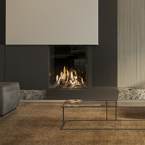 Camino a gas naturale - KALFIRE GP65/75C - Kalfire Fireplaces - ibrido / integrato / Faccia singola