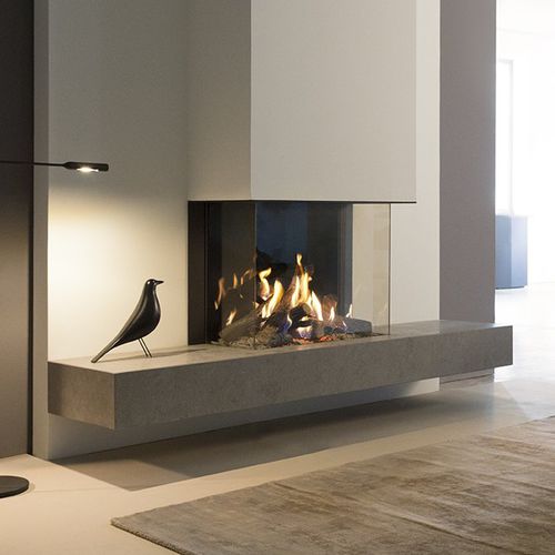 Camino a gas naturale - KALFIRE GP70/55S - Kalfire Fireplaces - ibrido / integrato / a 3 facce