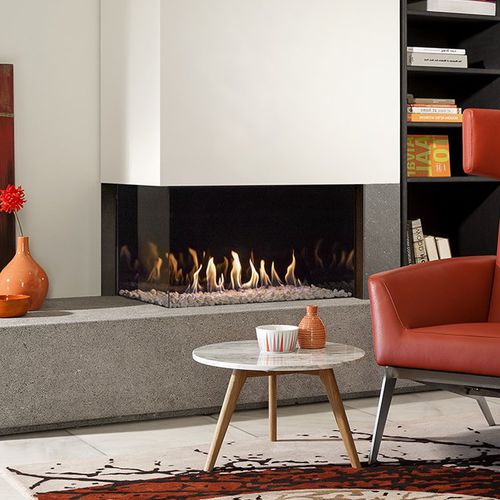 Camino a gas naturale - KALFIRE G85/44C - Kalfire Fireplaces - da incasso / ad angolo / a 2 facciate