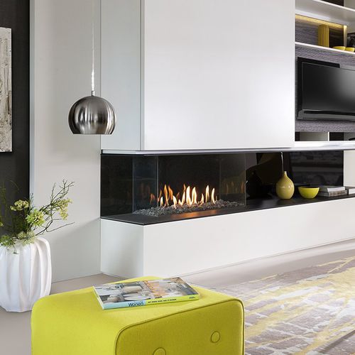 Camino a gas naturale - KALFIRE G90/44S - Kalfire Fireplaces - da incasso / a 3 facce / con focolare chiuso