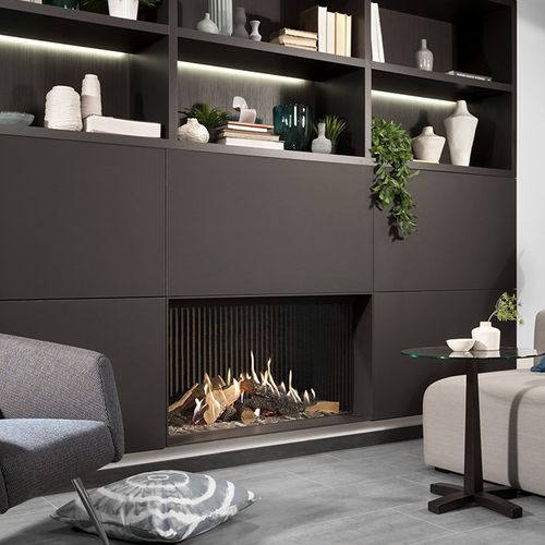 Camino a gas naturale - KALFIRE GP105/59F - Kalfire Fireplaces - ibrido / da incasso / Faccia singola