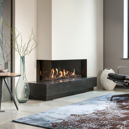 Camino a gas naturale - KALFIRE G105/37C - Kalfire Fireplaces - da incasso / a 2 facciate / con focolare chiuso