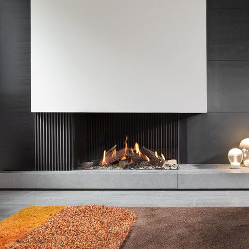 Camino a gas naturale - KALFIRE GP110/55C - Kalfire Fireplaces - da incasso / ad angolo / a 2 facciate