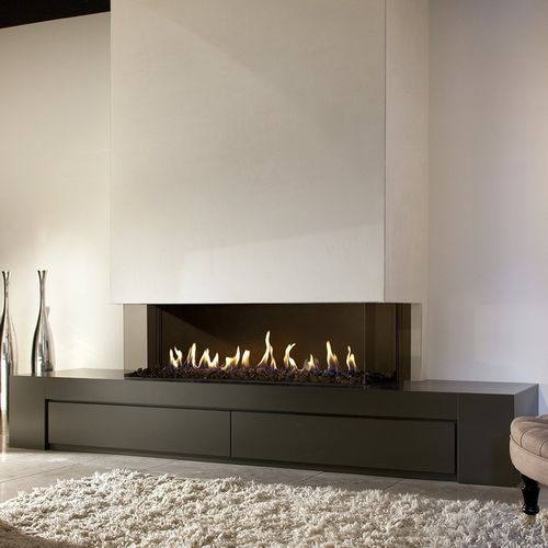Camino a gas naturale - KALFIRE G130/37S - Kalfire Fireplaces - da incasso / a 3 facce / con focolare chiuso