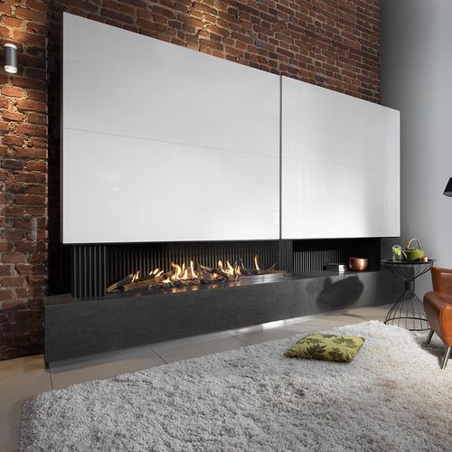 Camino a gas naturale - KALFIRE G165/37C - Kalfire Fireplaces - da incasso / a 2 facciate / con focolare chiuso