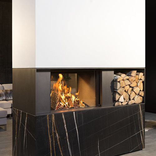 Camino a legna - KALFIRE W80/52T - Kalfire Fireplaces - da incasso / a doppia faccia / con focolare chiuso