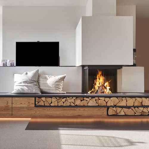 Camino a legna - KALFIRE W66/48S - Kalfire Fireplaces - da incasso / a 3 facce / con focolare chiuso