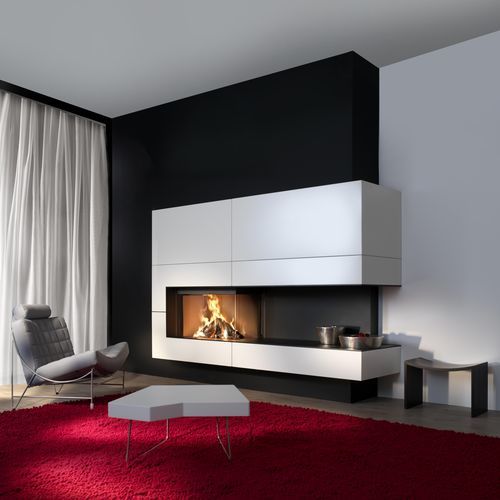 Camino a legna - KALFIRE W90/47C - Kalfire Fireplaces - da incasso / ad angolo / a 2 facciate