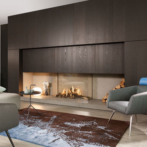 Camino a gas naturale - KALFIRE GP115/75S - Kalfire Fireplaces - integrato / a 3 facce / con focolare chiuso