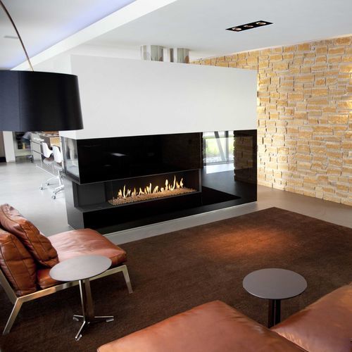 Camino a gas naturale - KALFIRE G125/37C - Kalfire Fireplaces - da incasso / ad angolo / a 2 facciate