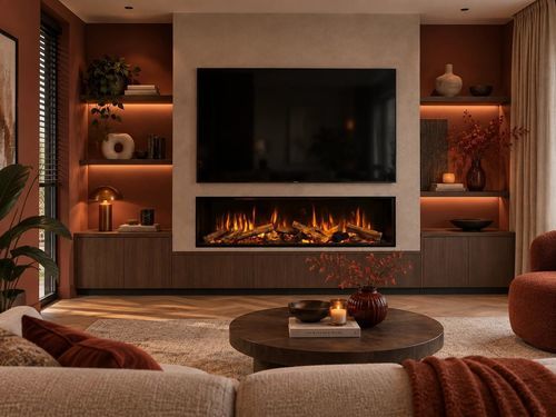 Camino elettrico - E155/37F - Kalfire Fireplaces - da incasso / Faccia singola / con focolare chiuso