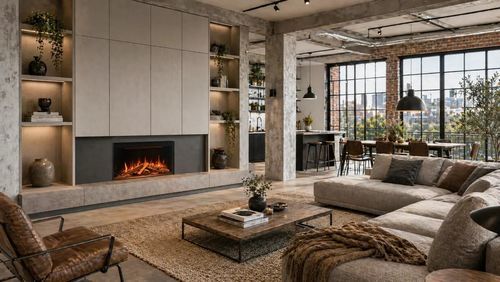 Camino elettrico - E75/37F - Kalfire Fireplaces - da incasso / Faccia singola / con focolare chiuso