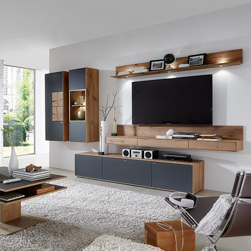 Parete attrezzata TV contemporaneo - CAYA  - Hartmann Möbelwerke GmbH - in rovere / in vetro smerigliato / modulare