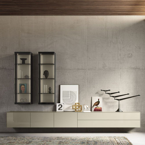 Parete attrezzata per soggiorno contemporanea - SOMA  - Kettnaker GmbH & Co. KG Möbel-Manufaktur - in legno laccato / in alluminio / con cassetti