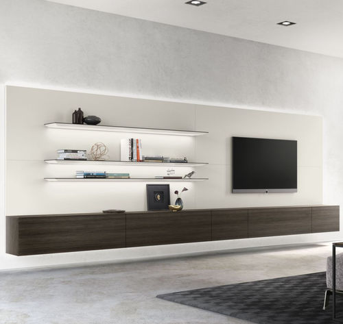 Parete attrezzata TV contemporaneo - ALEA - Kettnaker GmbH & Co. KG Möbel-Manufaktur - in legno laccato / con ripiani / grigio