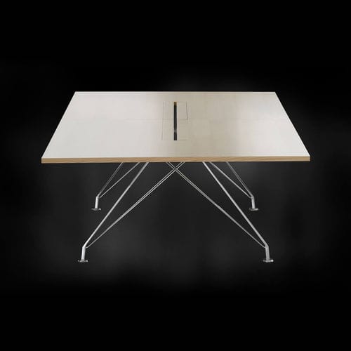 Tavolo da riunione contemporaneo - POMO - Mobel - in legno / con supporto in metallo / rettangolare