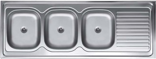 Lavello a 3 vasche - EC300 - Kromevye Sanayi Ve Ticaret A.S. - con gocciolatoio / in acciaio inossidabile / da incasso