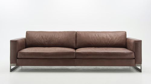 Divano contemporaneo - NEOCLASSICO - Molinari Design Srl. - in pelle / con braccioli / grigio