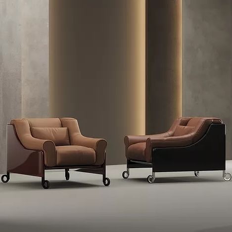 Poltrona contemporanea - COMPAGNA - Molinari Design Srl. - in pelle / in legno / marrone