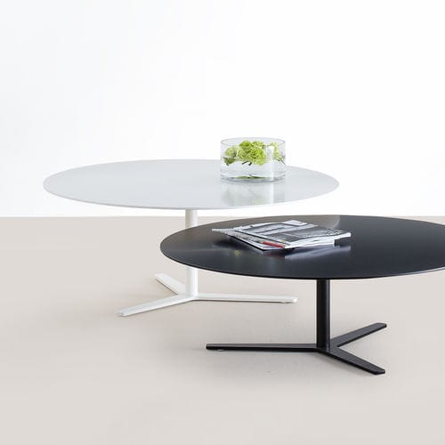 Tavolino basso contemporaneo - TRE 90 - MOX AG - in MDF / in acciaio con rivestimento a polvere / in metallo cromato