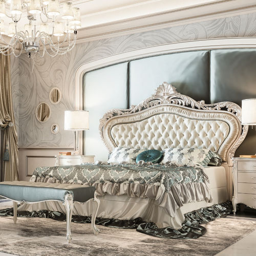 Letto matrimoniale - 2145/160 - Mozzo Giorgio S.r.L. - in stile / con testiera imbottita / in tessuto