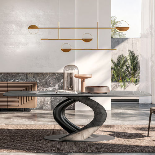 Tavolo contemporaneo - ABBRACCIO - Mozzo Giorgio S.r.L. - in ceramica / con supporto in ferro / rettangolare