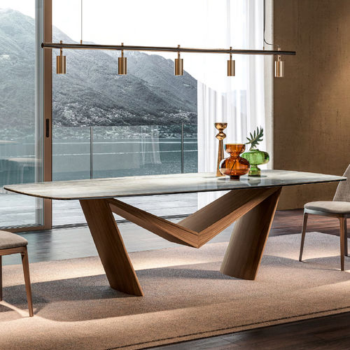 Tavolo contemporaneo - MAIOR - Mozzo Giorgio S.r.L. - in ceramica / con supporto in noce / rettangolare