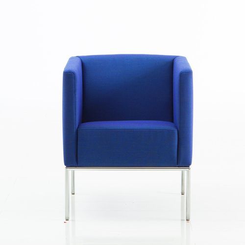 Poltrona contemporanea - add1•• - bruehl - in tessuto / in pelle / in cromo