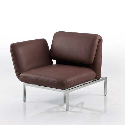 Chaise longue contemporanea - roro - bruehl - in tessuto / in pelle / in acciaio cromato