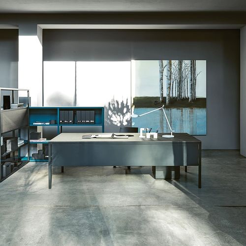 Scrivania da terra - HELSINKI - DESALTO spa - contemporanea / in acciaio / in laminato