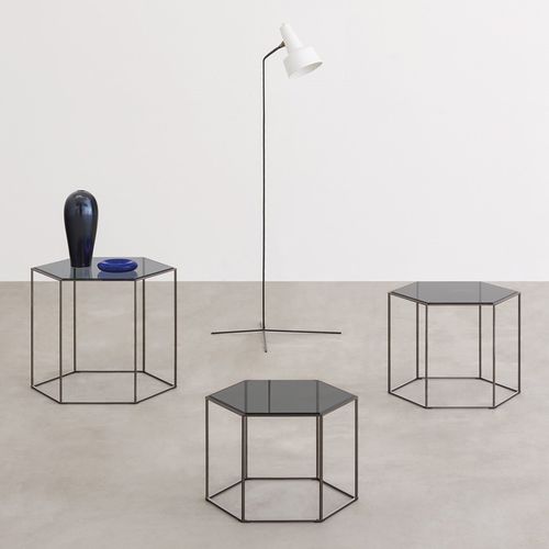 Tavolo d'appoggio contemporaneo - HEXAGON - DESALTO spa - in vetro / in lamiera / in ceramica