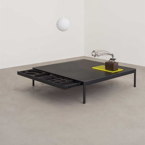 Tavolino basso contemporaneo - ICARO 015 - DESALTO spa - in vetro / in ceramica / con supporto in acciaio