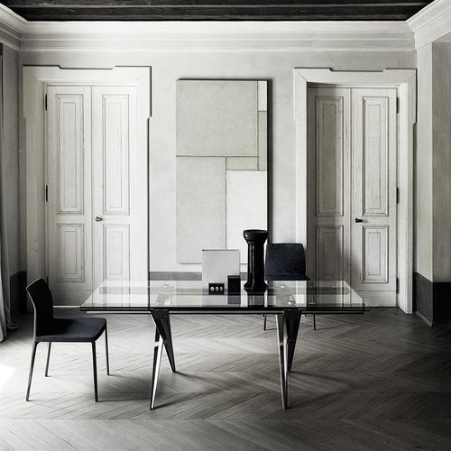 Tavolo contemporaneo - TENDER - DESALTO spa - in vetro / rettangolare / allungabile
