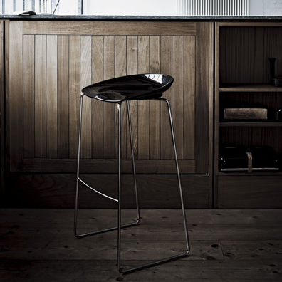 Sgabello da bar contemporaneo - FLAN - DESALTO spa - in nylon / con supporto in acciaio cromato / con supporto in acciaio laccato