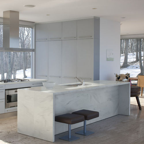 Piano di lavoro in Corian® - Artista Gray - CORIAN - grigio / con bordi quadrati / con bordi arrotondati