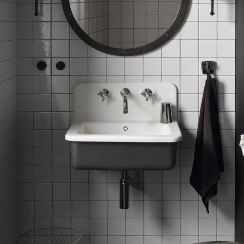 Lavabo a muro - Deep Titanium - CORIAN - in Corian® / antibatterico / rettangolare
