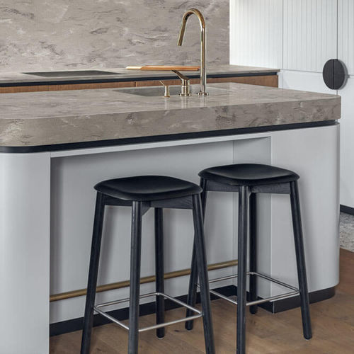 Piano di lavoro in Corian® - Ash Aggregate - CORIAN - grigio / liscio / con bordi quadrati