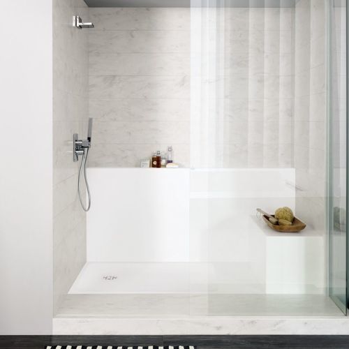 Piatto doccia rettangolare - Smart - CORIAN - da incasso / ultrapiatto / in Corian®