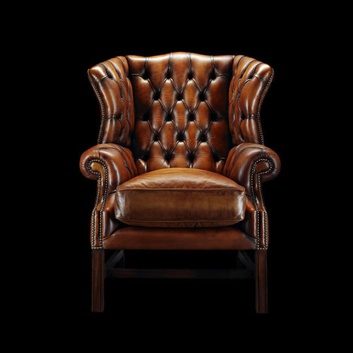 Poltrona chesterfield - SAMUAL JOHNSON - Fleming & Howland - in lana / in pelle / a orecchioni