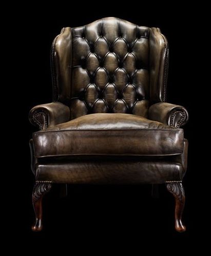 Poltrona chesterfield - JAMES BOSWELL - Fleming & Howland - in lana / in pelle / a orecchioni