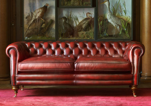 Divano chesterfield - SEBASTIAN - Fleming & Howland - in pelle / rosso / 2 posti