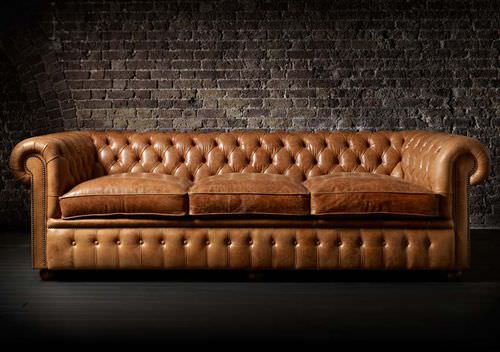 Divano chesterfield - WILLIAM  - Fleming & Howland - in pelle / marrone / nero