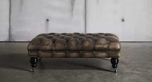 Poggiapiedi chesterfield - PHILIP STANHOPE - Fleming & Howland - in pelle / con rotelle