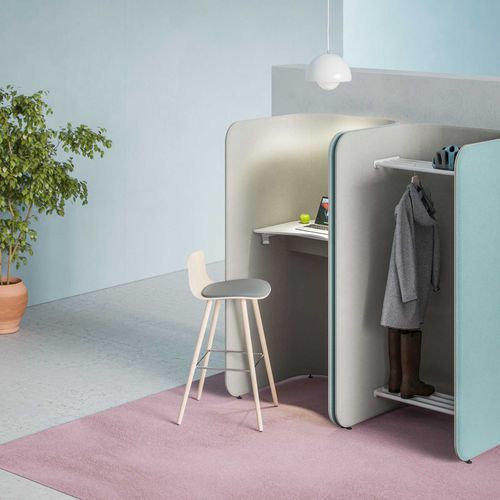 Isola di privacy per ufficio acustica - PODWORK XPRESS - Martela - a 1 posto / in frassino / in rovere