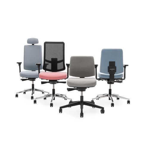 Sedia operativa in plastica - JAMES - Martela - in alluminio lucido / con rotelle / con schienale alto